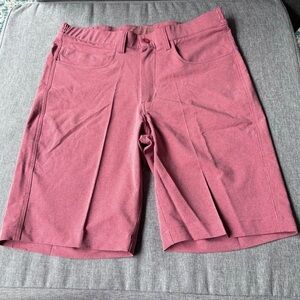 10'' Inseam Stretch Waist Lightweight Striped Flat Front Quick Dry Hybrid